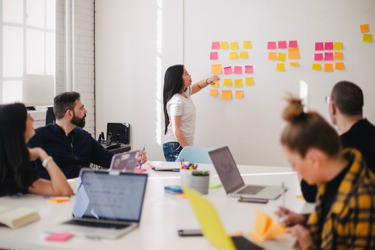 marketing strategy team reviewing campaign plans